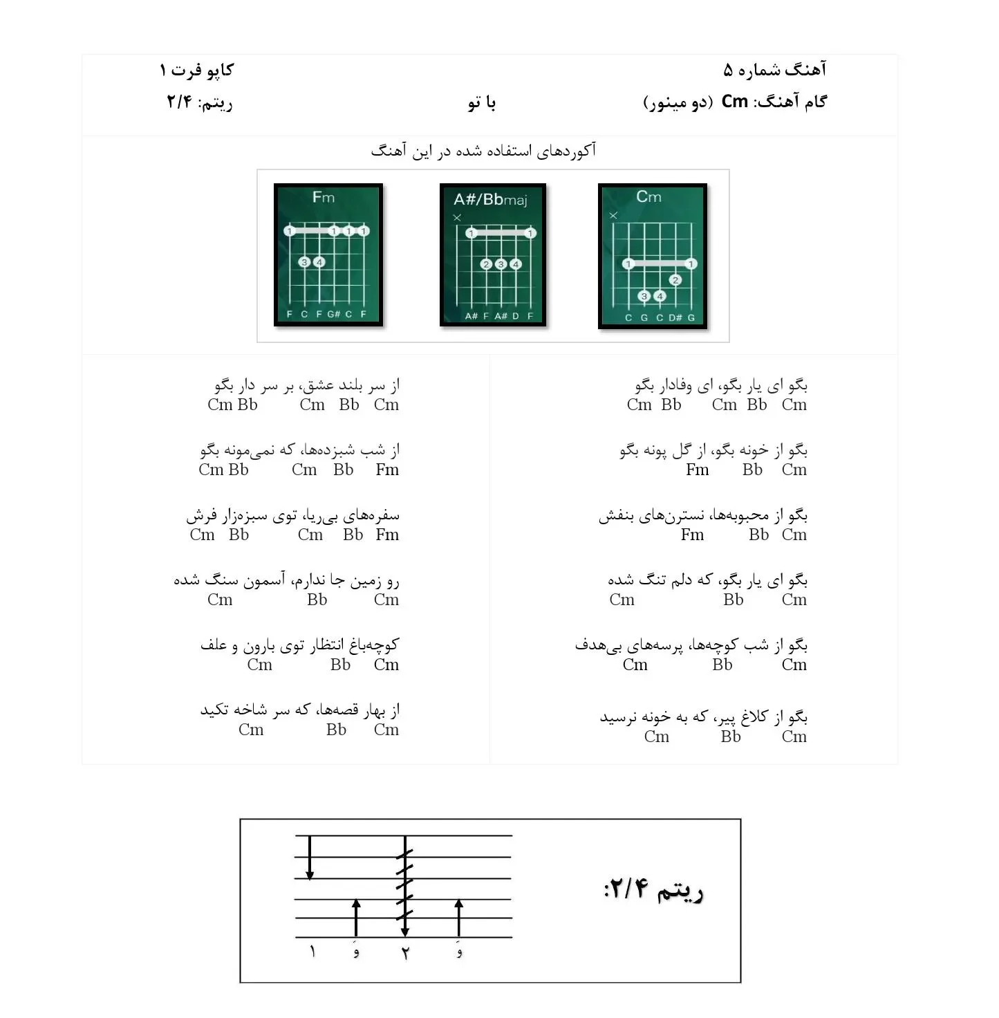 آکورد بگو ای یار بگو