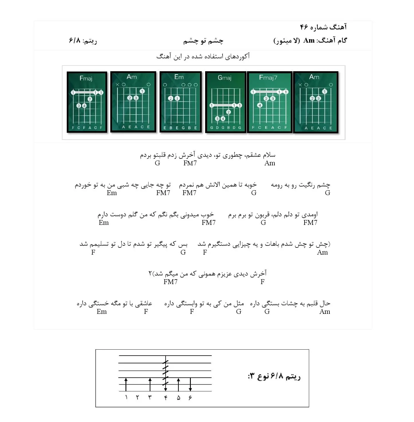 آکورد سلام عشقم