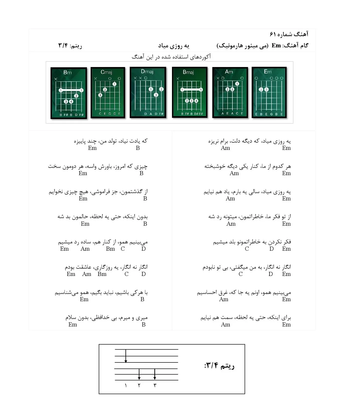 آکورد یه روزی میاد